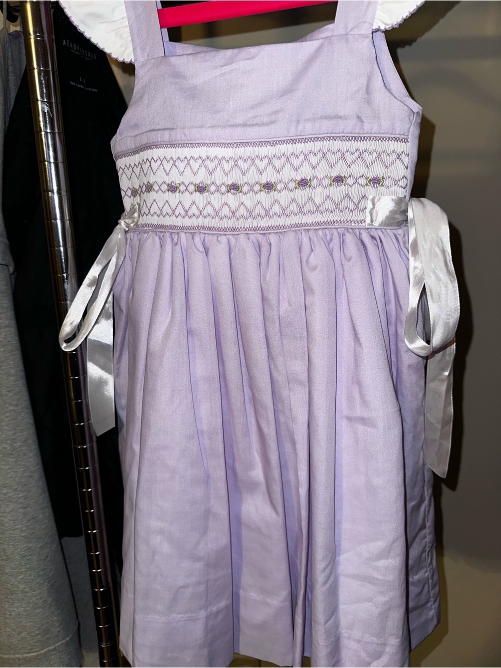 Lulu Bebe Smock Embroidered Purple Flower Dress